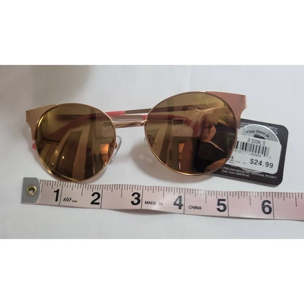 Panama Jack Polarized Mirrored Rose Gold Aviator Cat Eye Sunglasses New 100% Uv
